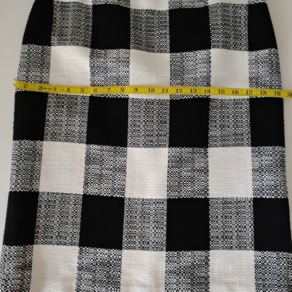 Talbots 100% Cotton Tweed Gingham Black White Pencil Skirt Classic Career Size 8 - Picture 14 of 16
